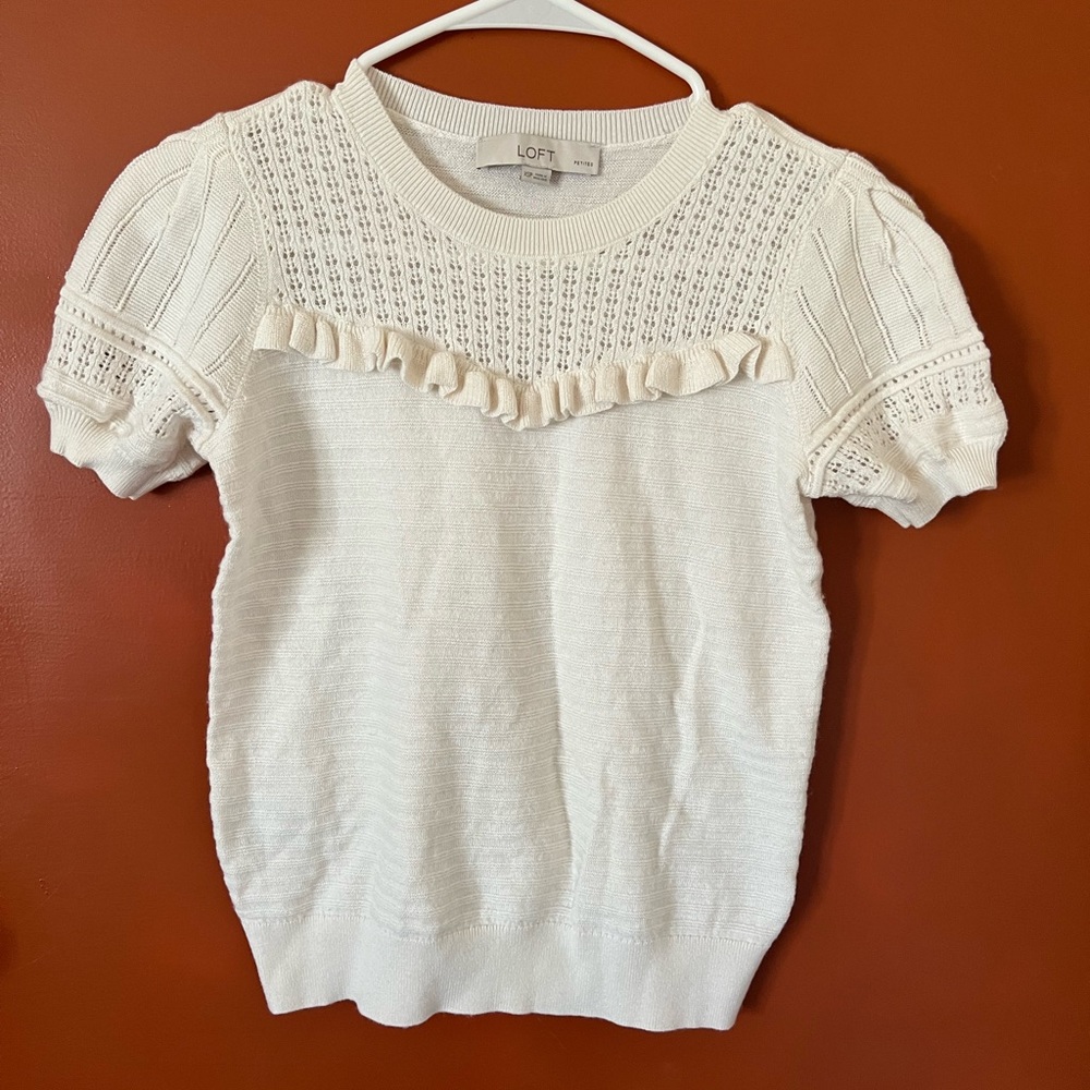 Loft white short sleeve kitted Sweater tee